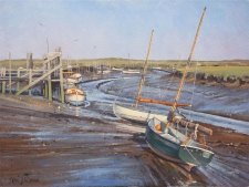 On the mud, Morston Quay, Norfolk  -  12x16