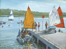 Prepairing to sail, Yarmouth, IOW  -  9x12