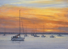 Sunset, Yarmouth, IOW  -  10x14