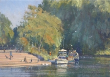 By the river, Shepperton  -  7x10