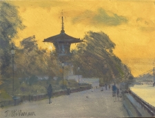 Evening at the Peace Pagoda, Battersea Park  -  6x8