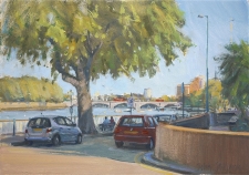 Evening by the river, Putney  -  7x10