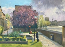 Sunshine between showers, Greenwich  -  10x14