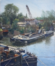 The crane barge, Brentford -  12x10