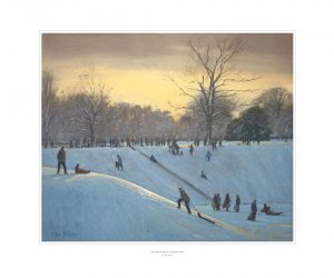 Evenings Sledging, Carshalton Park 50cm x 61cm