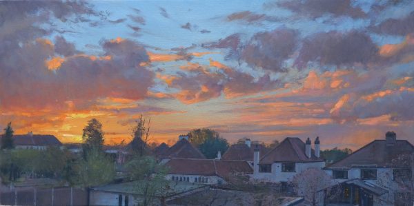 Evening sky over Carshalton 12x24 ***SOLD***