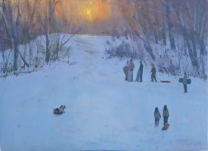 Sledging at dusk 8x11