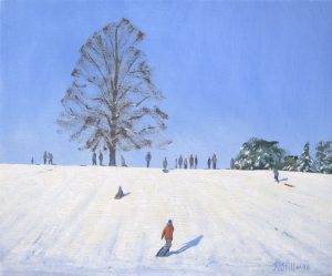 Blue sky - winter snow 10x12