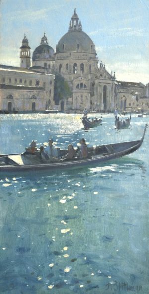 Gondelas at the Salute, Venice 16x8