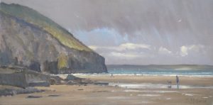 Passing shower, Trebarwith Strand, Cornwall 8x16 ***SOLD***