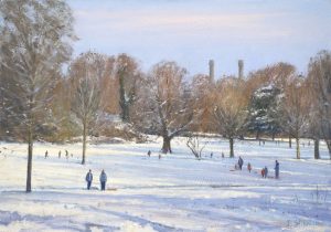 Morning snow, Beddington Park 14x20